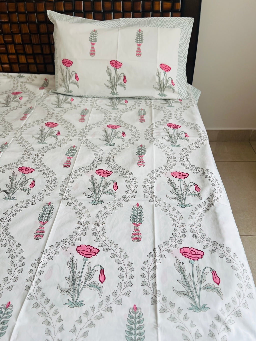 Percale cotton Handblock Bedsheet 300 TC