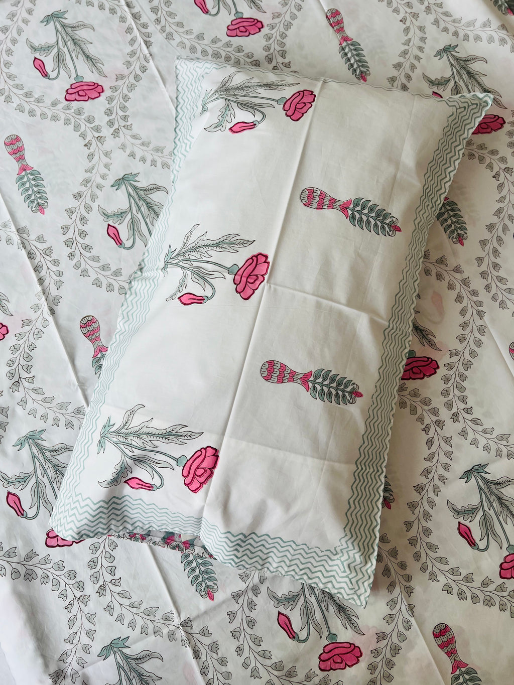 Percale cotton Handblock Bedsheet 300 TC