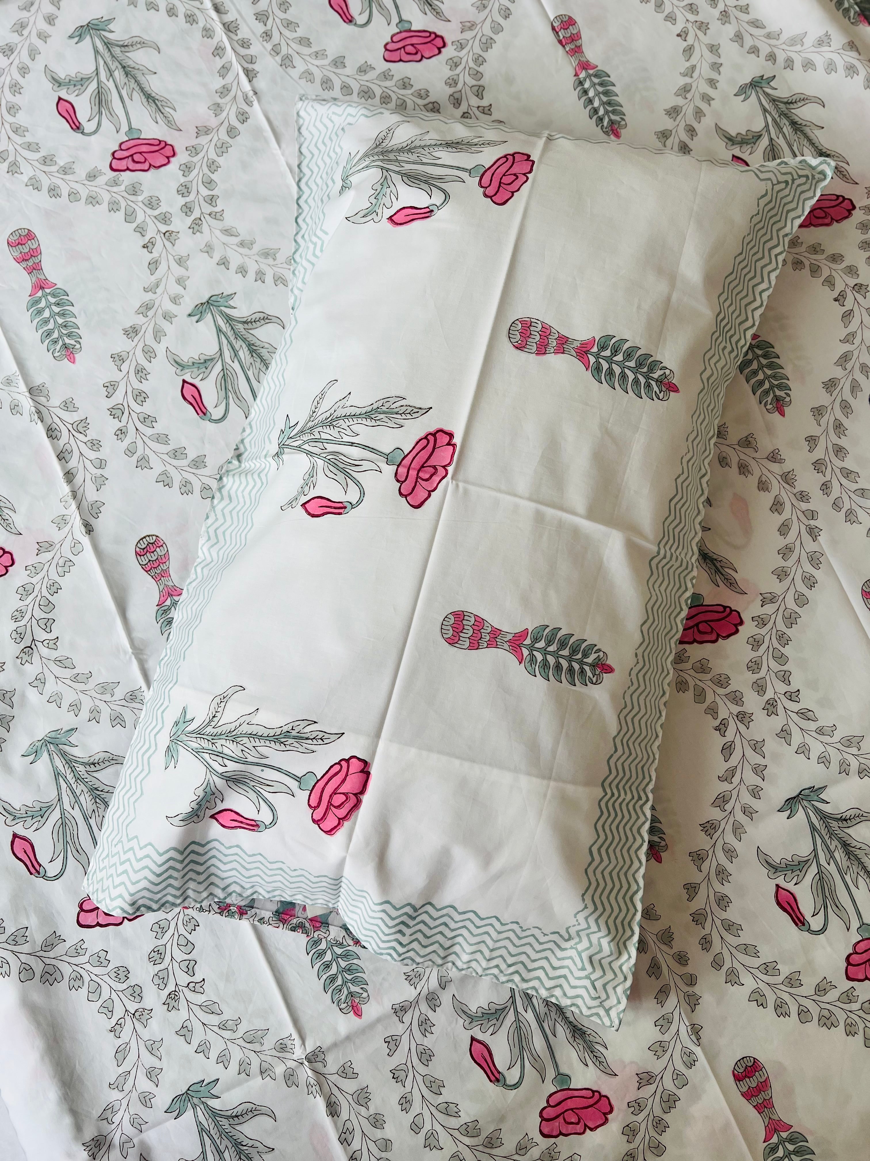 Percale cotton Handblock Bedsheet 300 TC