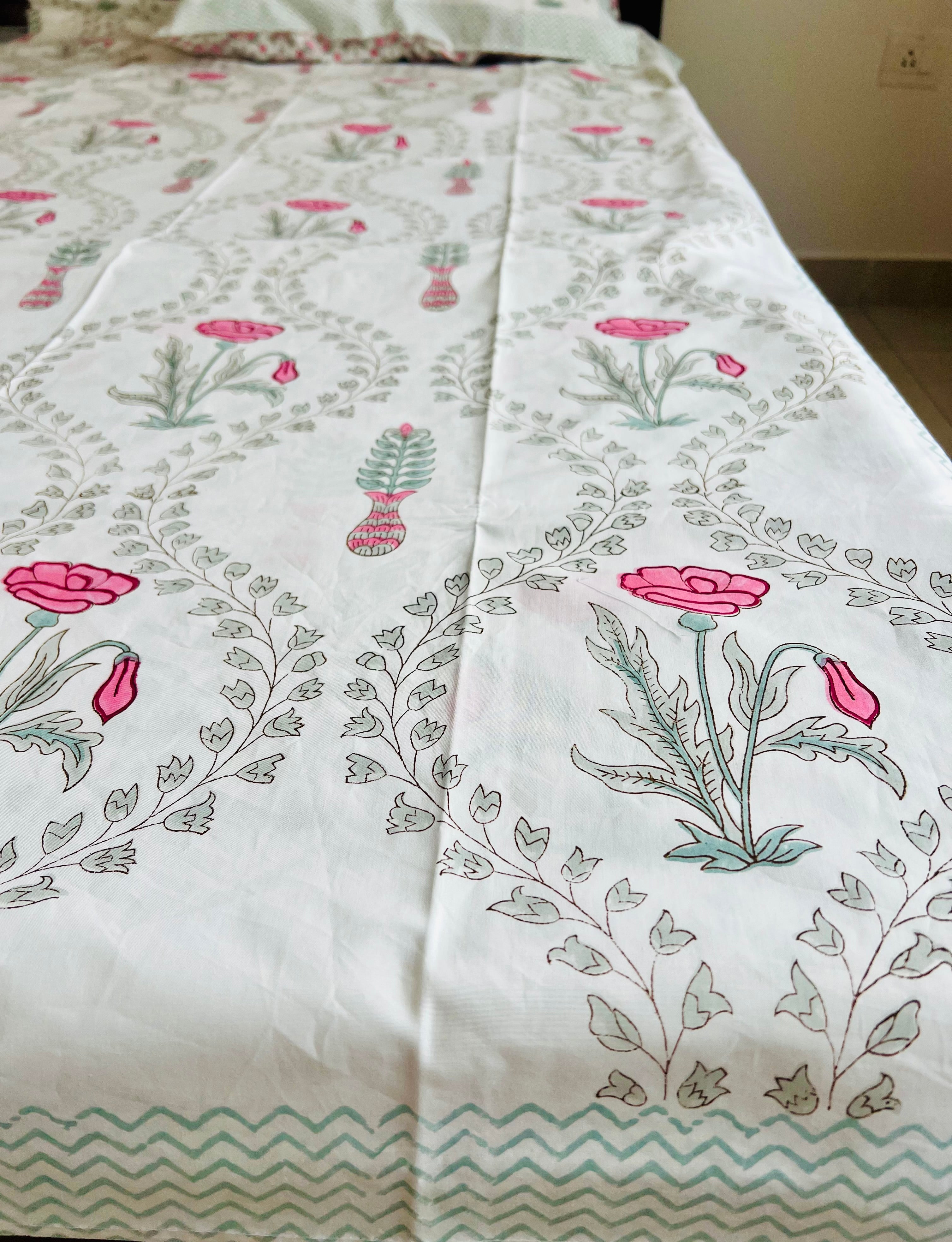 Percale cotton Handblock Bedsheet 300 TC