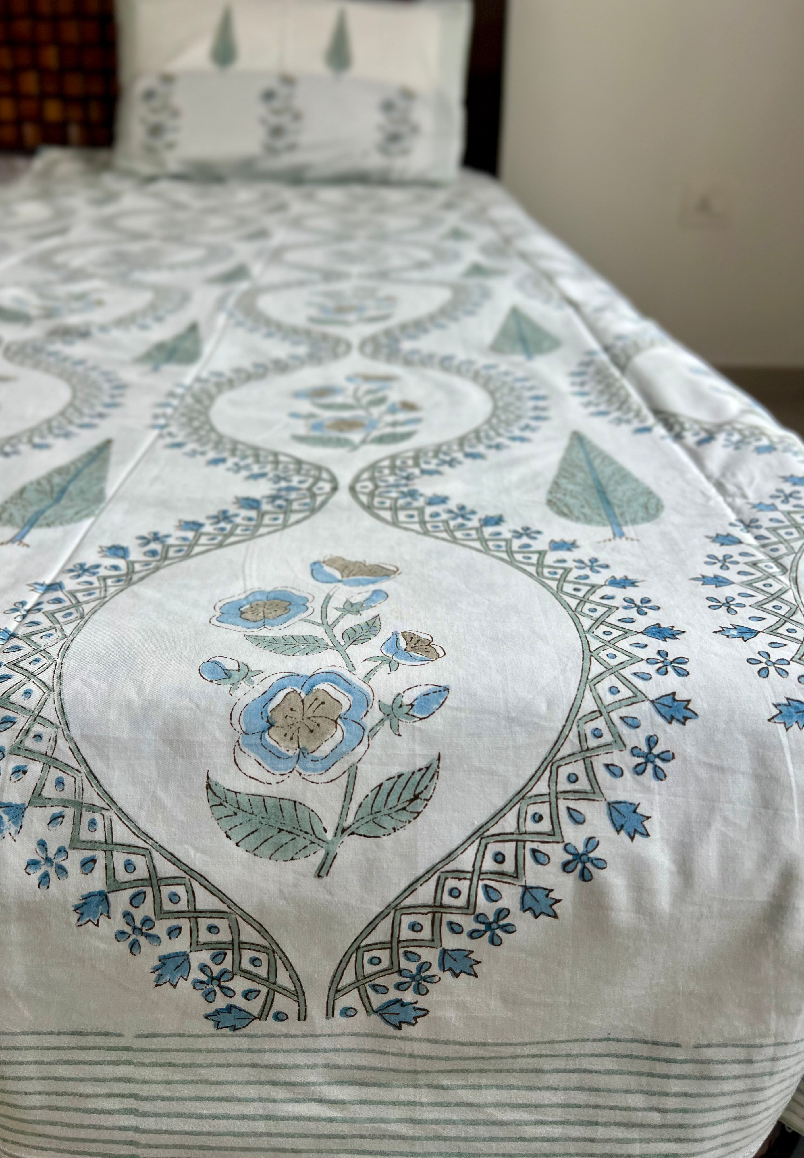 Percale cotton Handblock Bedsheet 300 TC