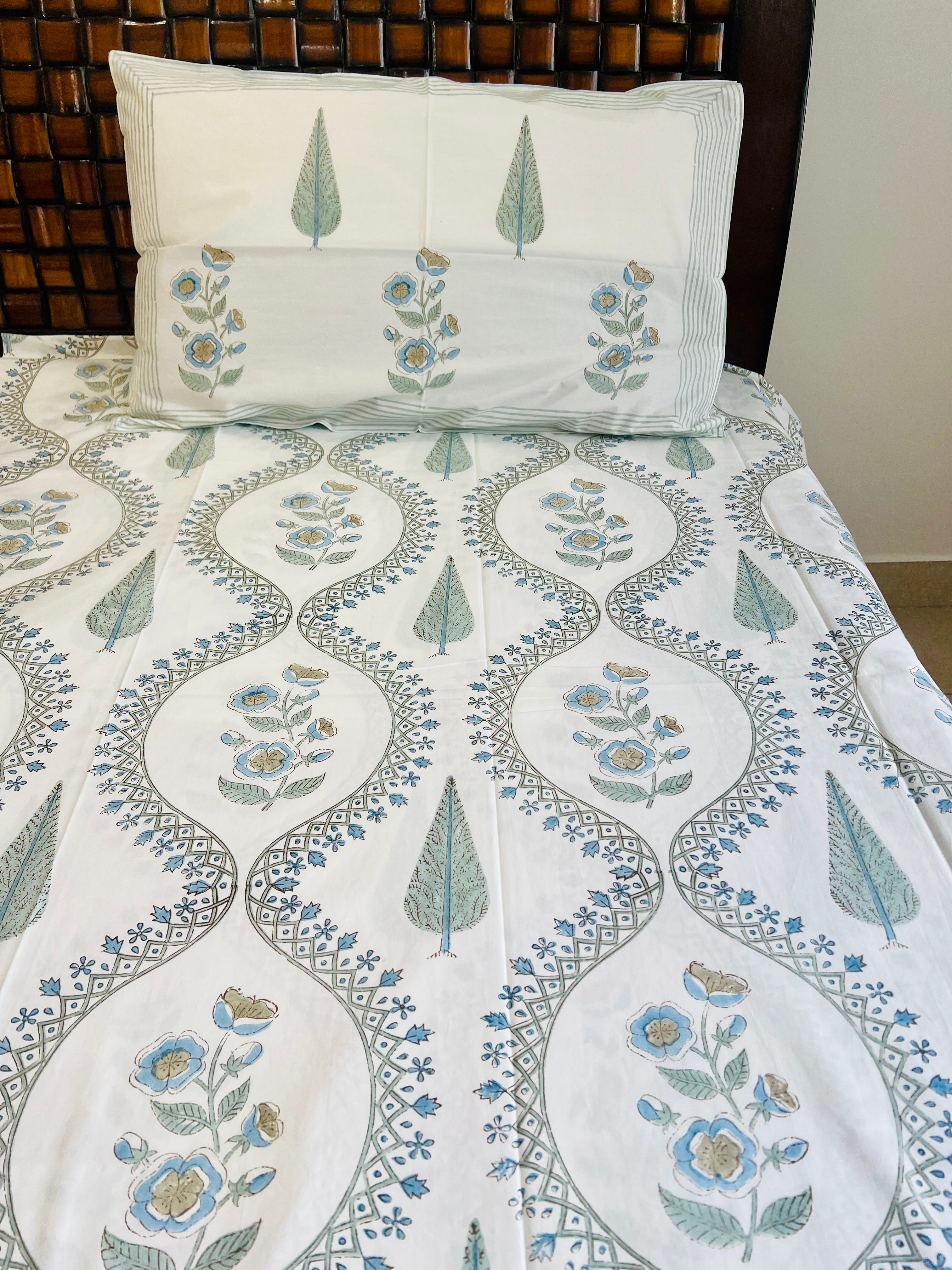 Percale cotton Handblock Bedsheet 300 TC