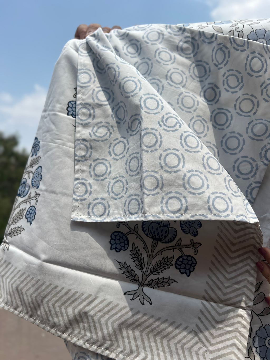 Percale cotton Handblock Bedsheet 400 TC