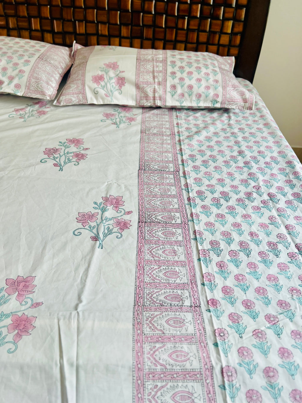 Percale cotton Handblock Bedsheet 400 TC