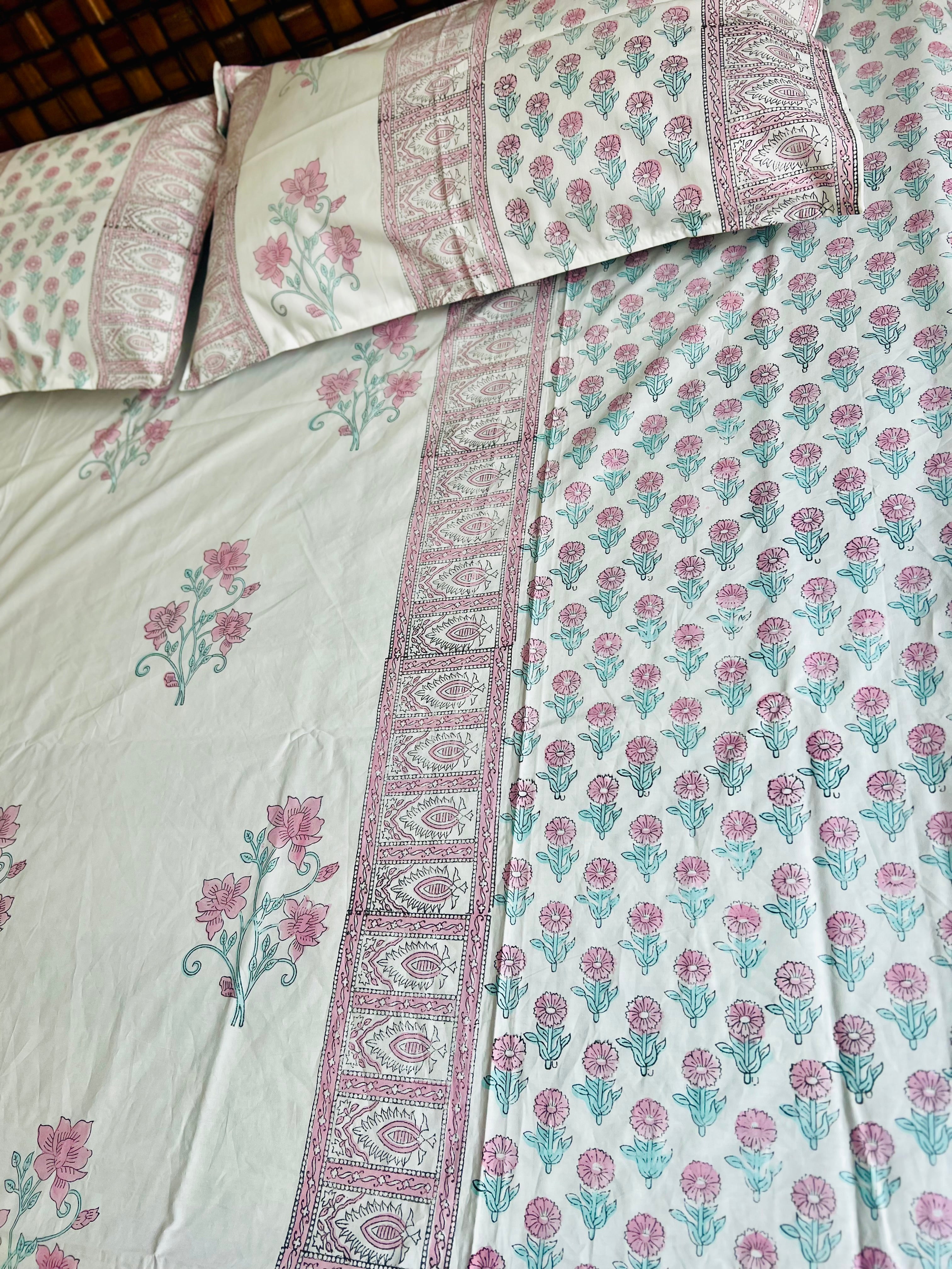Percale cotton Handblock Bedsheet 400 TC