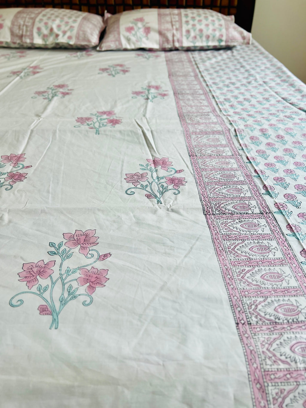 Percale cotton Handblock Bedsheet 400 TC