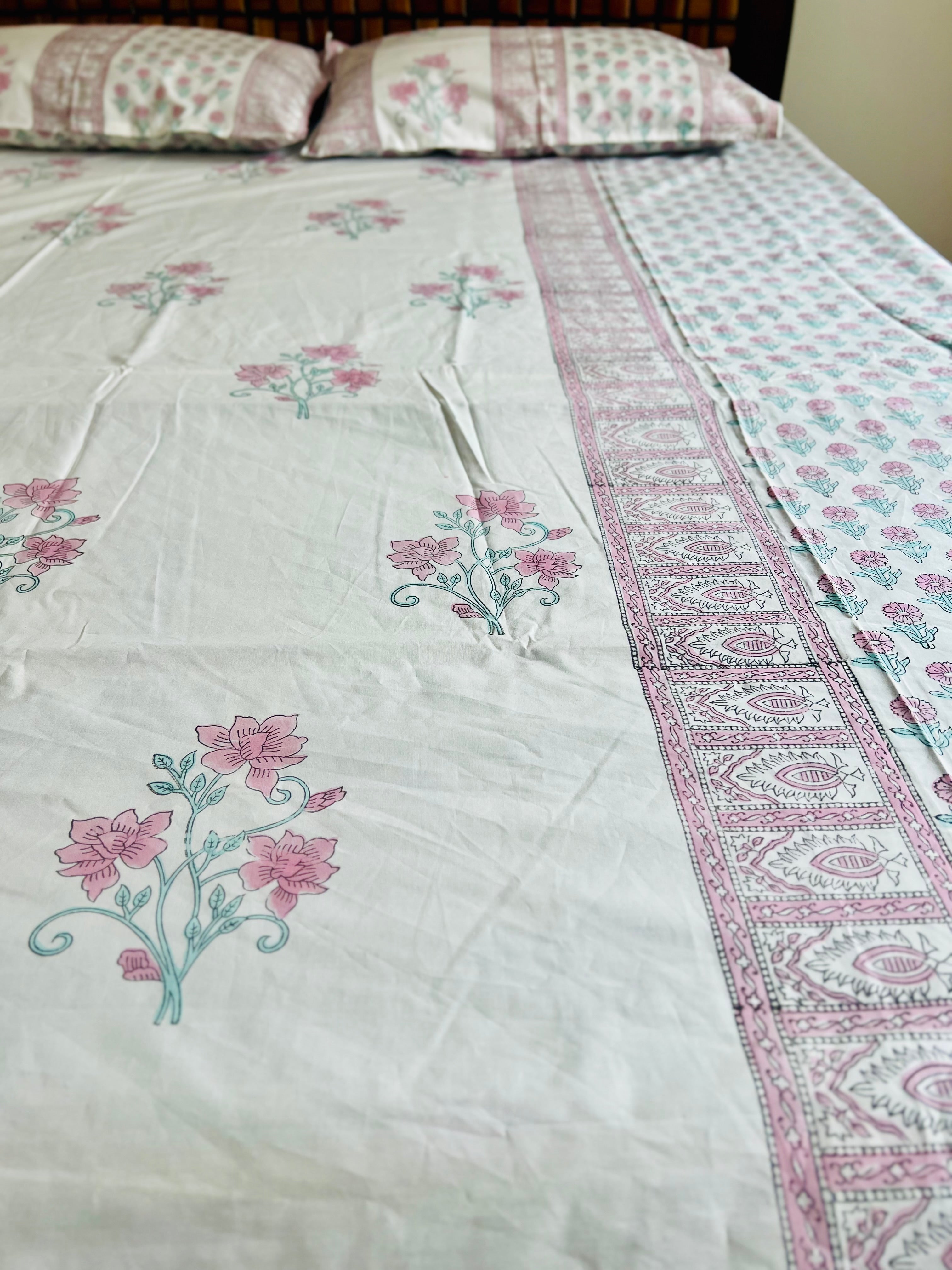 Percale cotton Handblock Bedsheet 400 TC