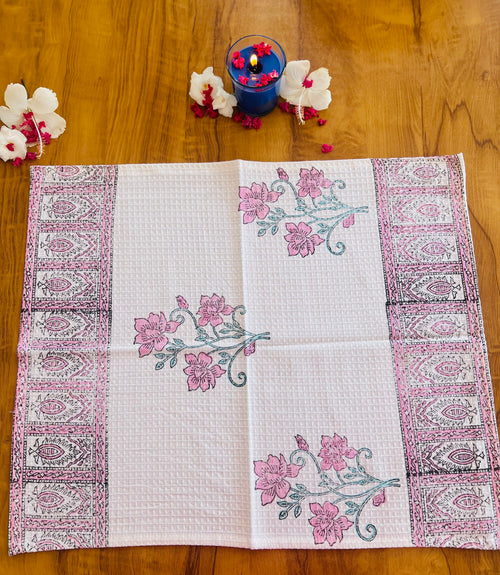 Hand Block Printed Waffle Cotton Towel Set