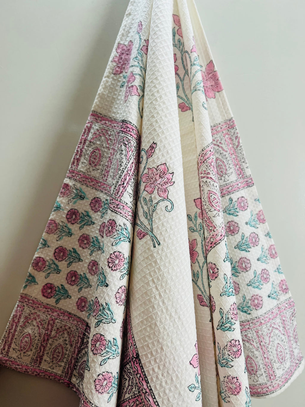 Hand Block Printed Waffle Cotton Towel Set