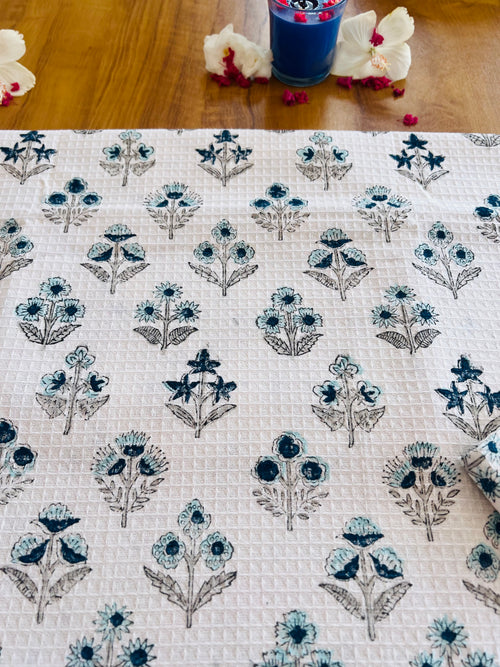 Hand Block Printed Waffle Cotton Towel Set