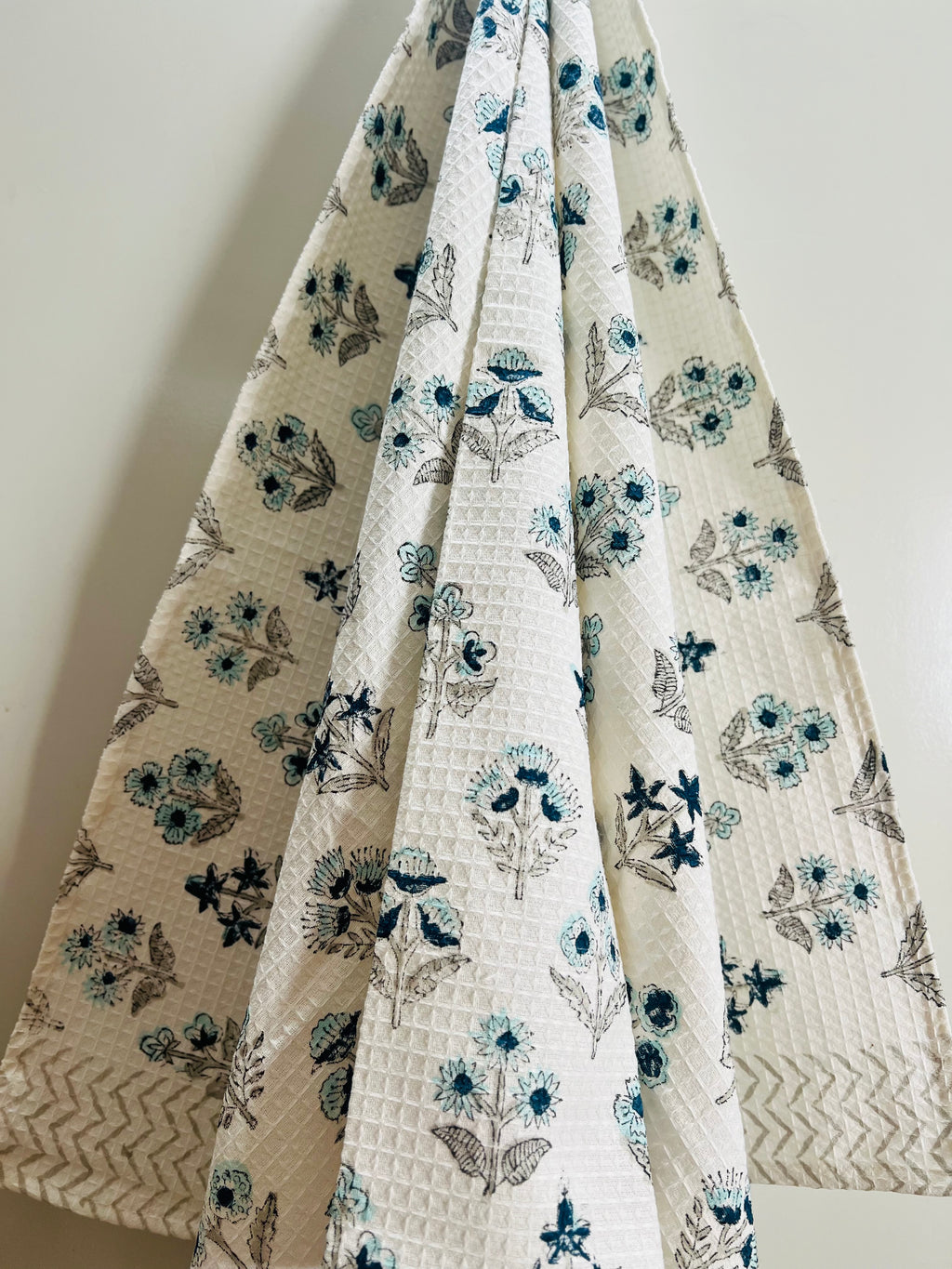 Hand Block Printed Waffle Cotton Towel Set